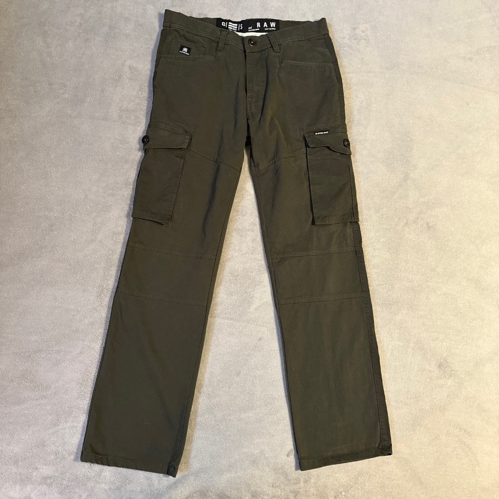 G-Star Raw Cargo 3D Pants Size 30 Button Pocket Dark Green Gorp Gorpcore Utility